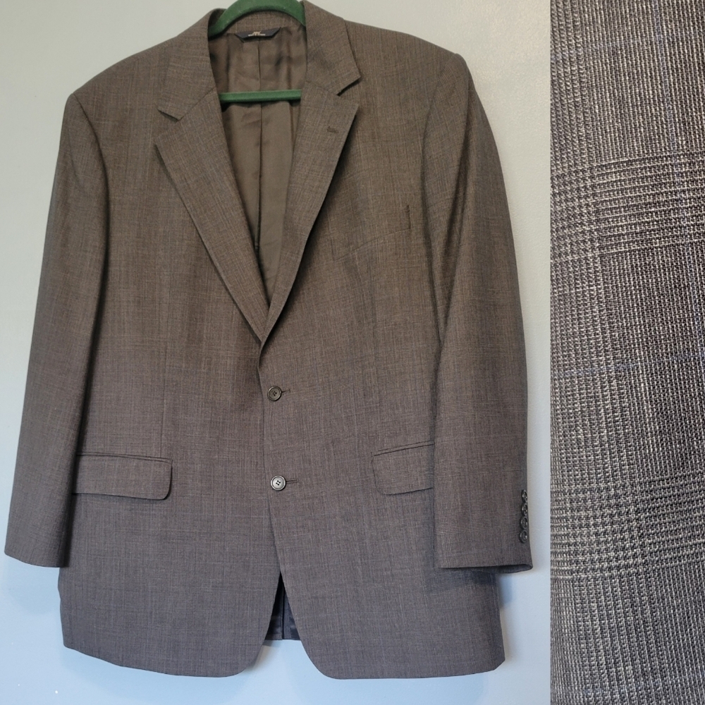 Brooks Brothers 346 Wool Blend Houndstooth Mens Charcoal BlazerJacket 46R